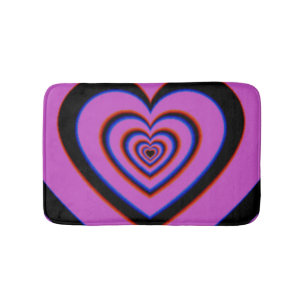 Black Paars Trippy Hypnotic Heart Love Pattern Badmat