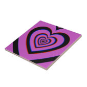 Black Paars Trippy Hypnotic Heart Love Pattern Tegeltje (Zijkant)