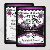 Black Paars White Union of Souls Wedding Invite Kaart (Voorkant / Achterkant)