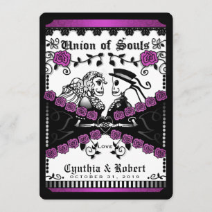 Black Paars White Union of Souls Wedding Invite Kaart