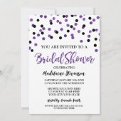 Black Paarse Confetti Bridal Shower-uitnodiging Kaart (Achterkant)