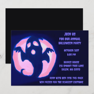 Black Paarse Ghost Spooky Halloween Spookachtige P Kaart