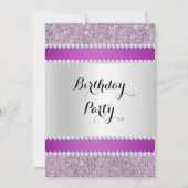 Black & Paarse, Glitter & Diamonds Verjaardag Kaart (Voorkant)
