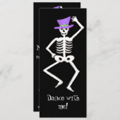 Black Paarse Halloween Skeletdansende Botten Kaart (Voorkant / Achterkant)