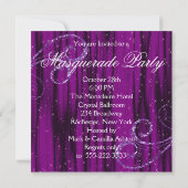 Black Paarse Masquerade Party Kaart (Achterkant)