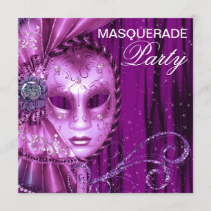 Black Paarse Masquerade Party Kaart