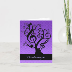 Black & Paarse Music Treble Clef Tree Card Kaart