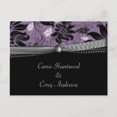 Black Paarse Silver Bewaar de datum Aankondigingskaart (Voorkant)