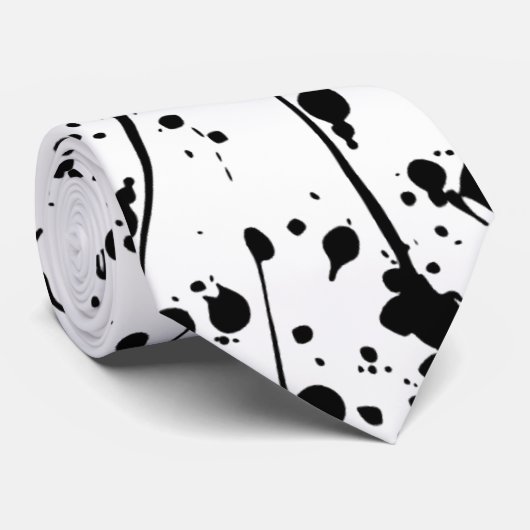 Black Paint Splatter Necktie Stropdas (Opgerold)