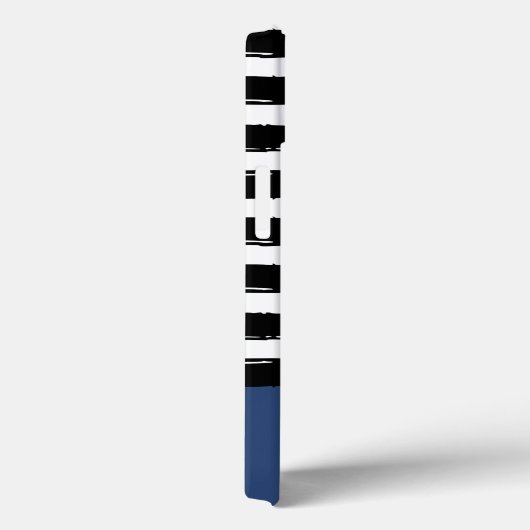 Black Paint Stripes Pattern met Navy Monogram Cas Case-Mate iPhone Case (Achterkant / Rechts)