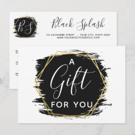 Black Paint Stroke & Modern Gold Certificate Kaart