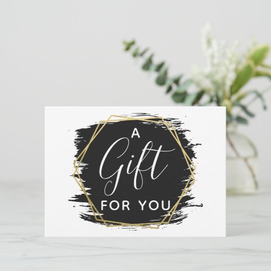 Black Paint Stroke & Modern Gold Certificate Kaart (Staand voorkant)