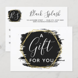 Black Paint Stroke & Modern Gold Certificate Kaart