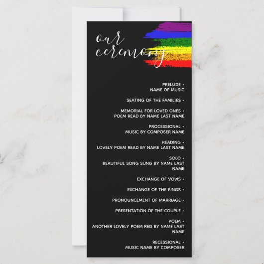 Black Paint Strokes Pride Flag LGBT Wedding (Voorkant)