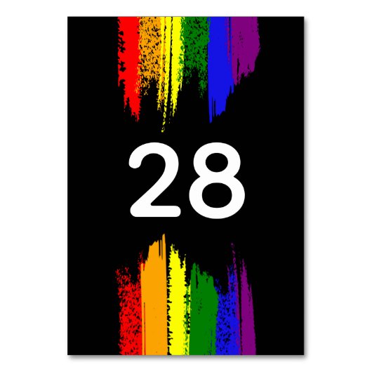 Black Paint Strokes Pride Flag LGBT Wedding Kaart (Voorkant)