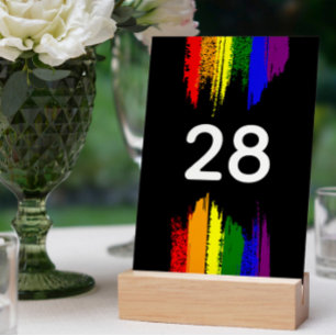 Black Paint Strokes Pride Flag LGBT Wedding Kaart