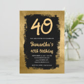Black Painted Gold 40th Birthday Kaart (Staand voorkant)