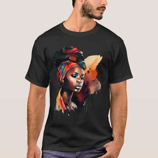 Black Painting Beautiful African Queen Dripping Me T-shirt (Voorkant)