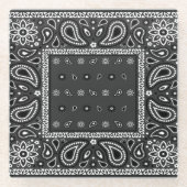 Black Paisley Bandana Verjaardag Hip Hop Rap Scarf Glazen Onderzetter (Voorkant)