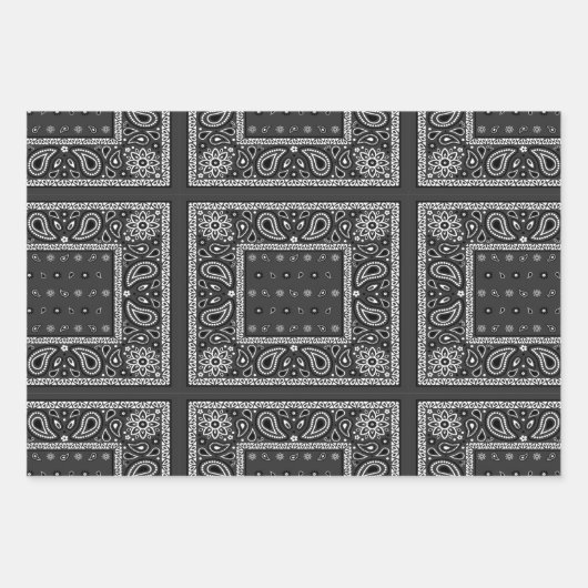 Black Paisley Bandana Verjaardag Hip Hop Rap Scarf Inpakpapier Vel (Voorkant 2)