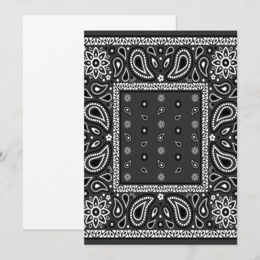 Black Paisley Bandana Verjaardag Hip Hop Rap Scarf Kaart (Voorkant / Achterkant)