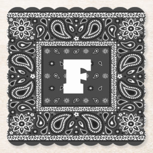 Black Paisley Bandana Verjaardag Hip Hop Rap Scarf Kartonnen Onderzetters