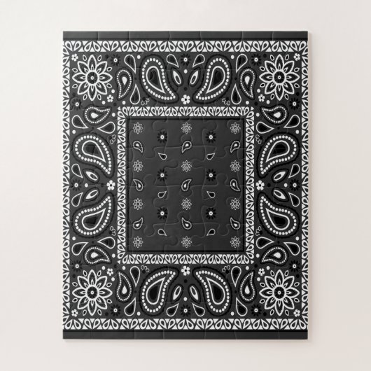 Black Paisley Bandana Verjaardag Hip Hop Rap Scarf Legpuzzel (Verticaal)