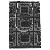 Black Paisley Bandana Verjaardag Hip Hop Rap Scarf Medium Cadeauzakje (Voorkant)