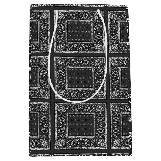 Black Paisley Bandana Verjaardag Hip Hop Rap Scarf Medium Cadeauzakje (Voorkant)