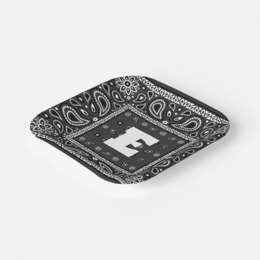 Black Paisley Bandana Verjaardag Hip Hop Rap Scarf Papieren Bordje (Gebogen)