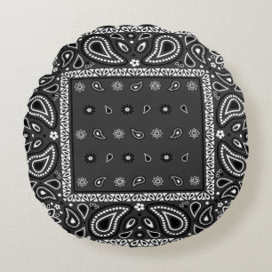 Black Paisley Bandana Verjaardag Hip Hop Rap Scarf Rond Kussen