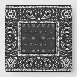 Black Paisley Bandana Verjaardag Hip Hop Rap Scarf Vierkante Klok