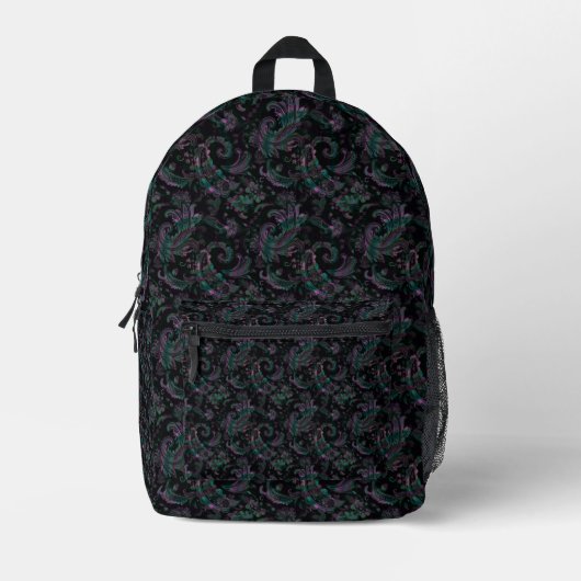 Black Paisley Bedrukte Rugzak (Voorkant)