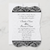 Black Paisley Damask Wedding Invitation Kaart (Voorkant)