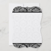 Black Paisley Damask Wedding Invitation Kaart (Achterkant)