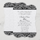 Black Paisley Damask Wedding Invitation Kaart (Voorkant / Achterkant)
