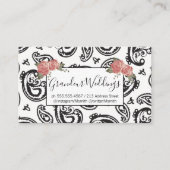 Black Paisley Flower Pattern | ROZEN Visitekaartje (Voorkant)