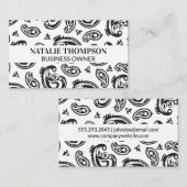 Black Paisley Flower Pattern Visitekaartje (Voorkant / Achterkant)