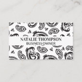 Black Paisley Flower Pattern Visitekaartje (Voorkant)