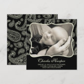 Black Paisley Westerne geboorteaankondigingen Aankondiging (Voorkant / Achterkant)