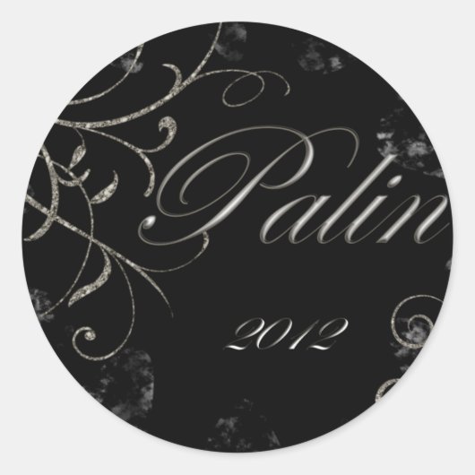 Black Palin 2012 Ronde Sticker (Voorkant)
