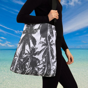 Black Palm Trees Large Crossbody Bag Tas