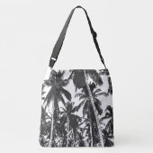 Black Palm Trees Large Crossbody Bag Tas (Achterkant)