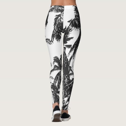 Black Palm Trees Leggings (Achterkant)