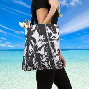 Black Palm Trees Medium-schoudertas Tote Bag