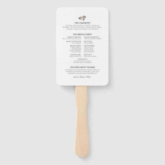 Black Palm Tropical Wedding Fan Program Handwaaier (Achterkant)