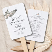 Black Palm Tropical Wedding Fan Program Handwaaier