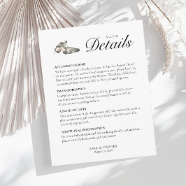 Black Palm Wedding Details Card  Informatiekaartje
