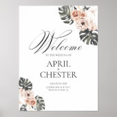 Black Palm Wedding Welcome Sign Poster (Voorkant)
