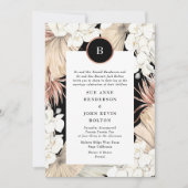 Black Pampas en Roos Gold Foil Wedding Kaart (Voorkant)